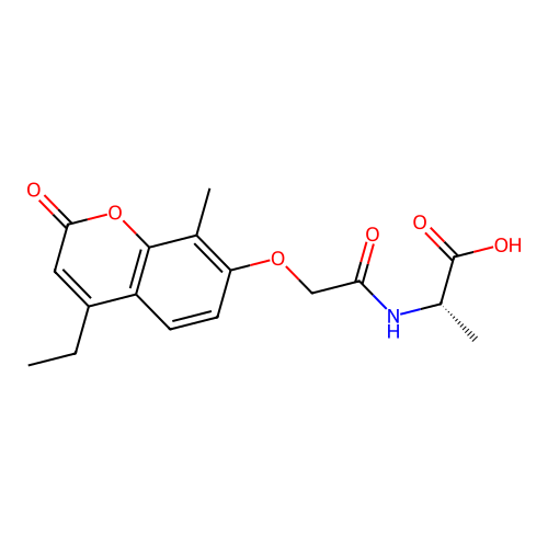 N-{[(4-ethyl-8-methyl-2-oxo-2H-chromen-7-yl)oxy]acetyl}-L-alanine structure