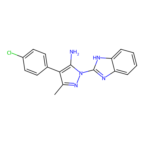 2-(1H-benzimidazol-2-yl)-4-(4-chlorophenyl)-5-methylpyrazol-3-amine structure