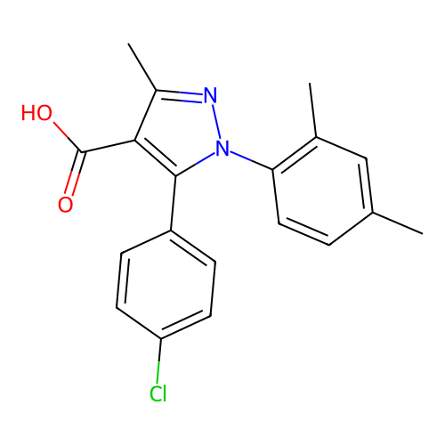 5-(4-chlorophenyl)-1-(2,4-dimethylphenyl)-3-methyl-1H-pyrazole-4-carboxylic acid structure