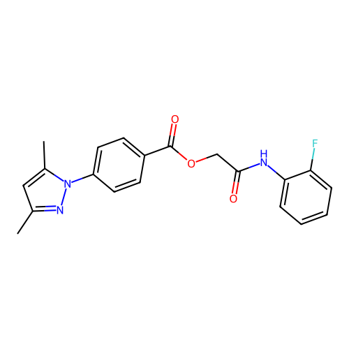 [2-(2-Fluoroanilino)-2-oxoethyl] 4-(3,5-dimethylpyrazol-1-yl)benzoate structure