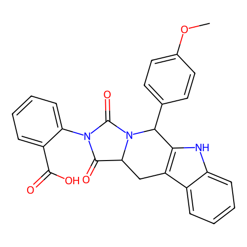 2-((11AS)-5-(4-methoxyphenyl)-1,3-dioxo-5,6,11,11a-tetrahydro-1H-imidazo[1',5':1,6]pyrido[3,4-b]indol-2(3H)-yl)benzoic acid structure