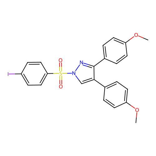 1-(4-Iodophenyl)sulfonyl-3,4-bis(4-methoxyphenyl)pyrazole structure