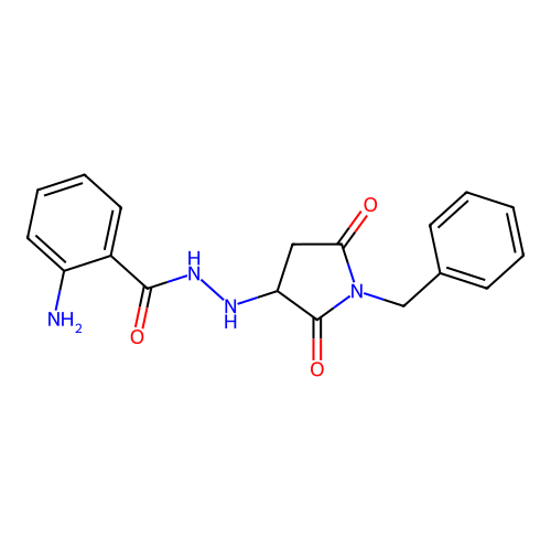 2-amino-N'-(1-benzyl-2,5-dioxopyrrolidin-3-yl)benzohydrazide structure