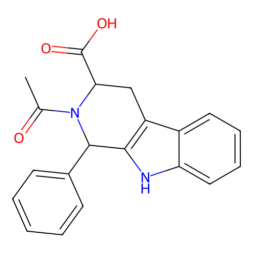 2-Acetyl-1-phenyl-1,3,4,9-tetrahydropyrido[3,4-b]indole-3-carboxylic acid structure