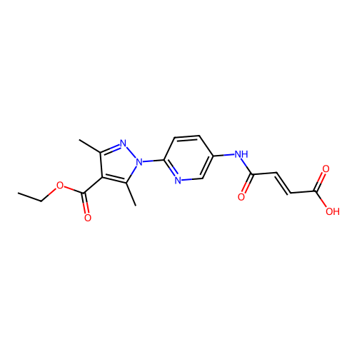 (Z)-4-({6-[4-(ethoxycarbonyl)-3,5-dimethyl-1H-pyrazol-1-yl]-3-pyridinyl}amino)-4-oxo-2-butenoic acid structure