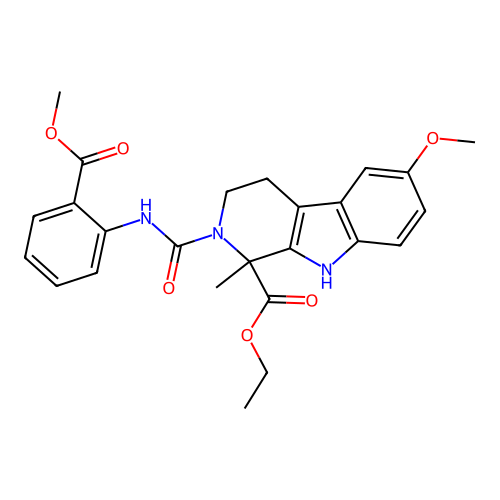ethyl 6-methoxy-2-[(2-methoxycarbonylphenyl)carbamoyl]-1-methyl-4,9-dihydro-3H-pyrido[3,4-b]indole-1-carboxylate structure