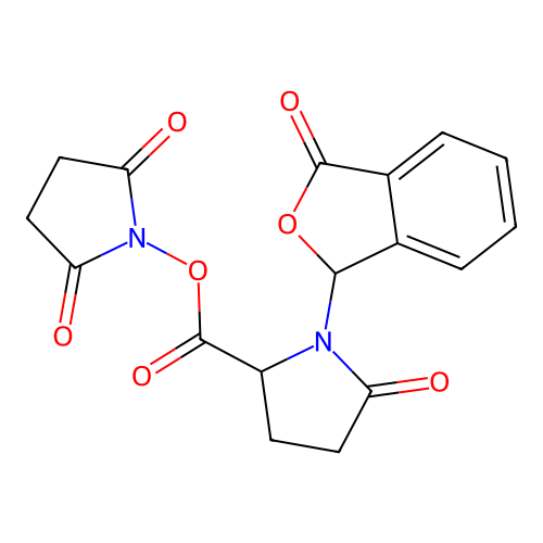 2,5-Dioxopyrrolidin-1-yl 5-oxo-1-(3-oxo-1,3-dihydro-2-benzofuran-1-yl)prolinate structure