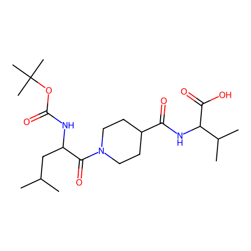 N-({1-[N-(tert-butoxycarbonyl)leucyl]piperidin-4-yl}carbonyl)valine structure