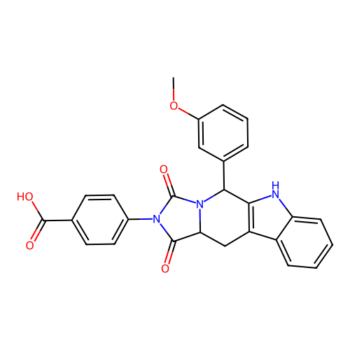 4-((11AS)-5-(3-methoxyphenyl)-1,3-dioxo-5,6,11,11a-tetrahydro-1H-imidazo[1',5':1,6]pyrido[3,4-b]indol-2(3H)-yl)benzoic acid structure