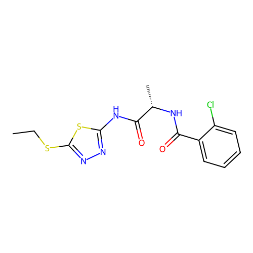 (S)-2-Chloro-N-(1-((5-(ethylthio)-1,3,4-thiadiazol-2-yl)amino)-1-oxopropan-2-yl)benzamide structure