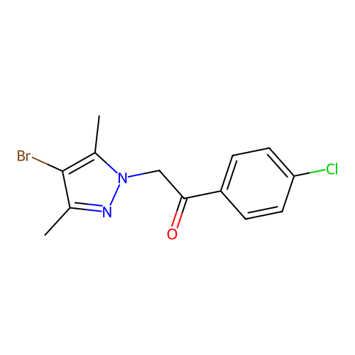 2-(4-bromo-3,5-dimethyl-1H-pyrazol-1-yl)-1-(4-chlorophenyl)-1-ethanone structure
