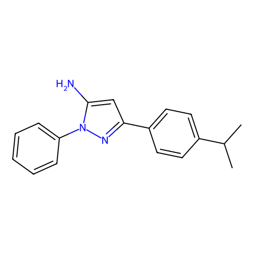 1-phenyl-3-(4-(propan-2-yl)phenyl)-1H-pyrazol-5-amine structure