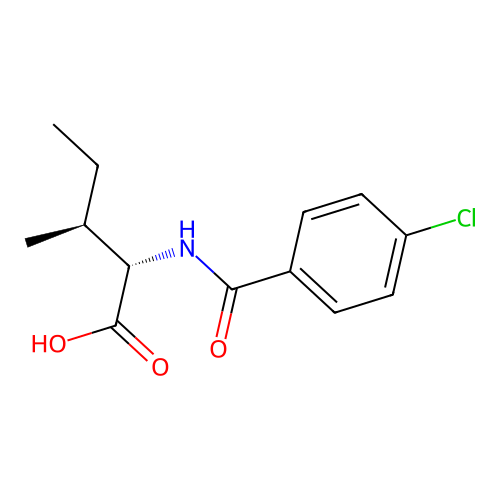 (2S,3S)-2-[(4-chlorophenyl)formamido]-3-methylpentanoic acid structure