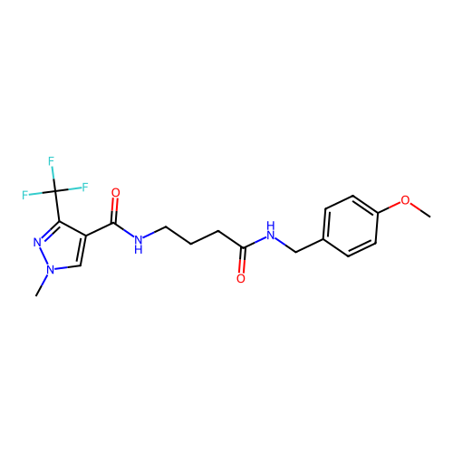 N-{4-[(4-methoxybenzyl)amino]-4-oxobutyl}-1-methyl-3-(trifluoromethyl)-1H-pyrazole-4-carboxamide structure