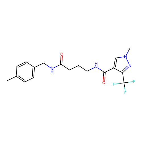 1-methyl-N-{4-[(4-methylbenzyl)amino]-4-oxobutyl}-3-(trifluoromethyl)-1H-pyrazole-4-carboxamide structure