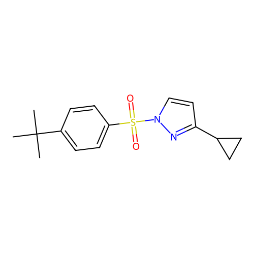 1-{[4-(tert-butyl)phenyl]sulfonyl}-3-cyclopropyl-1H-pyrazole structure