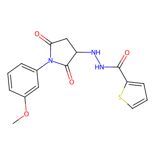 N'-[1-(3-methoxyphenyl)-2,5-dioxopyrrolidin-3-yl]thiophene-2-carbohydrazide structure