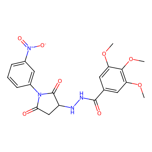 3,4,5-trimethoxy-N'-[1-(3-nitrophenyl)-2,5-dioxopyrrolidin-3-yl]benzohydrazide structure