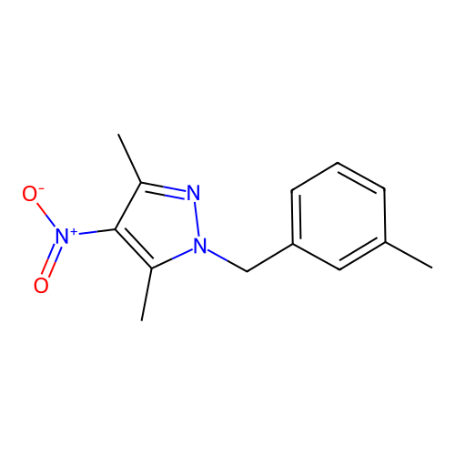 3,5-dimethyl-1-(3-methylbenzyl)-4-nitro-1H-pyrazole structure