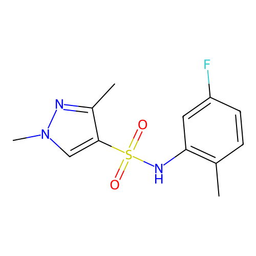 N-(5-fluoro-2-methylphenyl)-1,3-dimethylpyrazole-4-sulfonamide structure