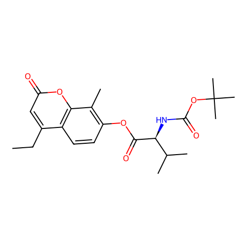 4-ethyl-8-methyl-2-oxo-2H-chromen-7-yl N-(tert-butoxycarbonyl)-L-valinate structure