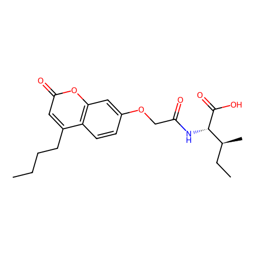(2S,3S)-2-(2-((4-butyl-2-oxo-2H-chromen-7-yl)oxy)acetamido)-3-methylpentanoic acid structure