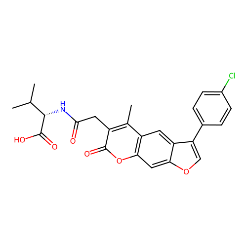 N-{[3-(4-chlorophenyl)-5-methyl-7-oxo-7H-furo[3,2-g]chromen-6-yl]acetyl}-L-valine structure