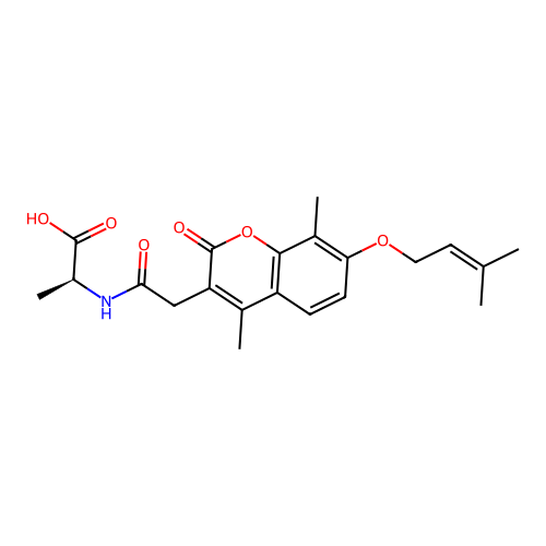 N-({4,8-dimethyl-7-[(3-methylbut-2-en-1-yl)oxy]-2-oxo-2H-chromen-3-yl}acetyl)-L-alanine structure