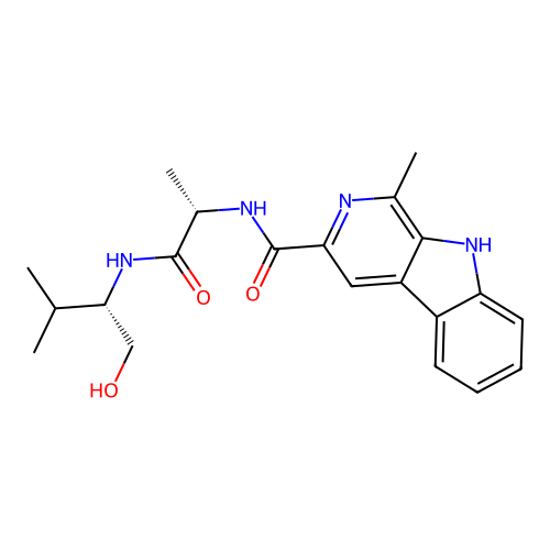 N-((S)-1-(((S)-1-hydroxy-3-methylbutan-2-yl)amino)-1-oxopropan-2-yl)-1-methyl-9H-pyrido[3,4-b]indole-3-carboxamide structure