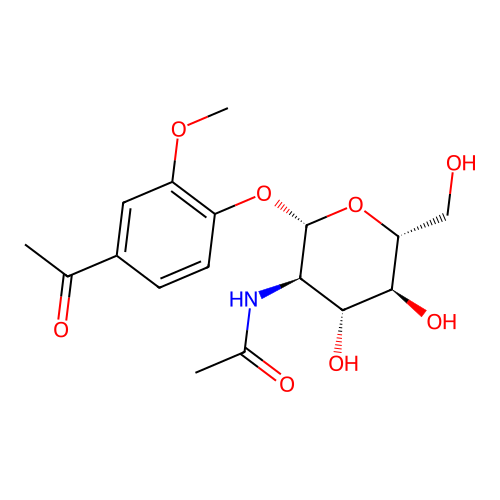 N-((2S,3R,4R,5S,6R)-2-(4-acetyl-2-methoxyphenoxy)-4,5-dihydroxy-6-(hydroxymethyl)tetrahydro-2H-pyran-3-yl)acetamide structure