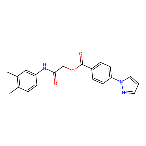 2-((3,4-Dimethylphenyl)amino)-2-oxoethyl 4-(1H-pyrazol-1-yl)benzoate structure