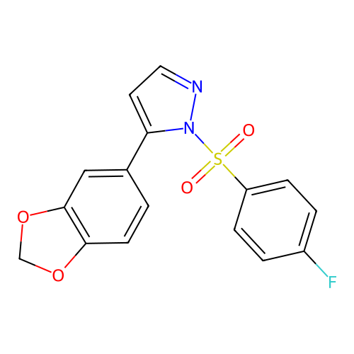 5-(1,3-benzodioxol-5-yl)-1-[(4-fluorophenyl)sulfonyl]-1H-pyrazole structure