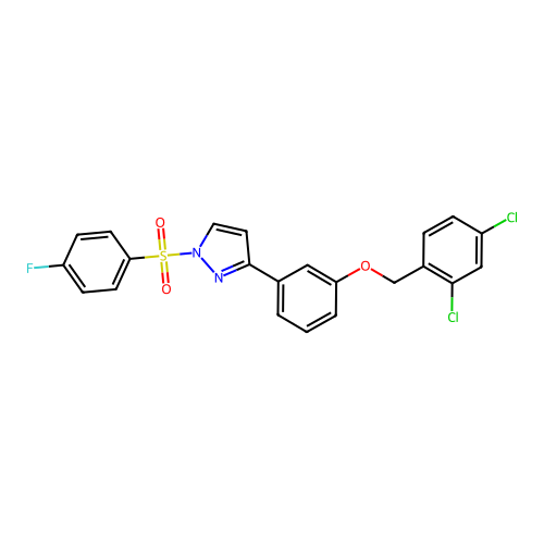 3-{3-[(2,4-dichlorobenzyl)oxy]phenyl}-1-[(4-fluorophenyl)sulfonyl]-1H-pyrazole structure