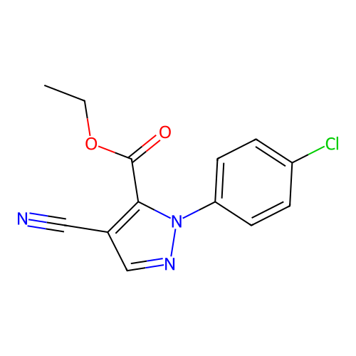 ethyl 1-(4-chlorophenyl)-4-cyano-1H-pyrazole-5-carboxylate structure