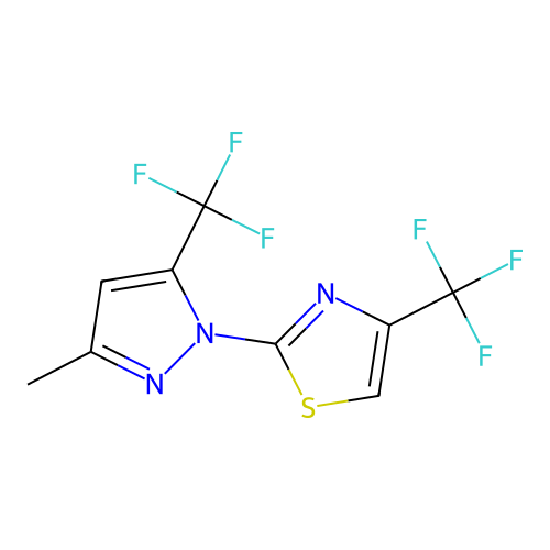 2-[3-methyl-5-(trifluoromethyl)-1H-pyrazol-1-yl]-4-(trifluoromethyl)-1,3-thiazole structure