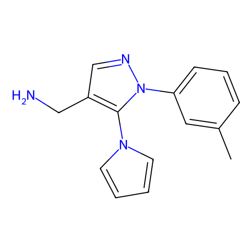 [1-(3-methylphenyl)-5-(1H-pyrrol-1-yl)-1H-pyrazol-4-yl]methanamine structure
