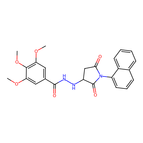 3,4,5-trimethoxy-N'-[1-(naphthalen-1-yl)-2,5-dioxopyrrolidin-3-yl]benzohydrazide structure
