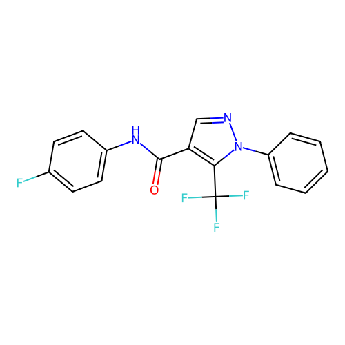 N-(4-fluorophenyl)-1-phenyl-5-(trifluoromethyl)-1H-pyrazole-4-carboxamide structure