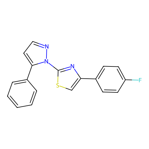 4-(4-fluorophenyl)-2-(5-phenyl-1H-pyrazol-1-yl)-1,3-thiazole structure
