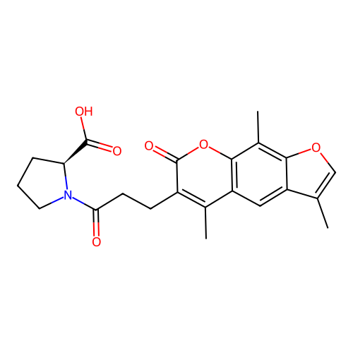 (S)-1-(3-(3,5,9-trimethyl-7-oxo-7H-furo[3,2-g]chromen-6-yl)propanoyl)pyrrolidine-2-carboxylic acid structure