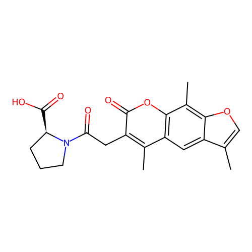 (S)-1-(2-(3,5,9-trimethyl-7-oxo-7H-furo[3,2-g]chromen-6-yl)acetyl)pyrrolidine-2-carboxylic acid structure