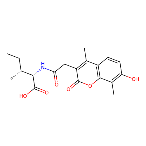 (2S,3R)-2-(2-(7-hydroxy-4,8-dimethyl-2-oxo-2H-chromen-3-yl)acetamido)-3-methylpentanoic acid structure
