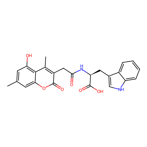 N-[(5-hydroxy-4,7-dimethyl-2-oxo-2H-chromen-3-yl)acetyl]-L-tryptophan structure