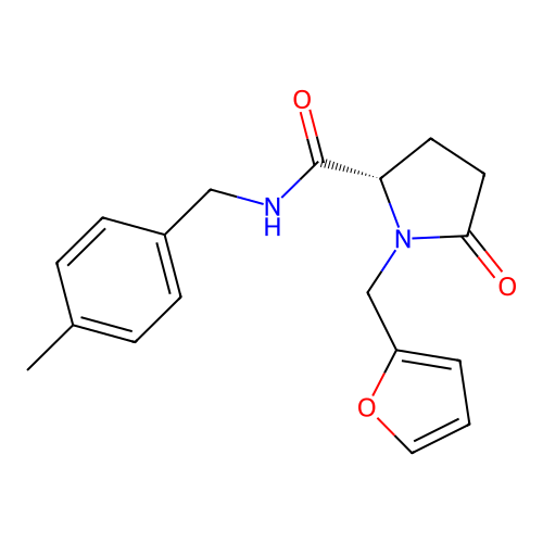 (2S)-1-(2-furylmethyl)-N-(4-methylbenzyl)-5-oxotetrahydro-1H-pyrrole-2-carboxamide structure