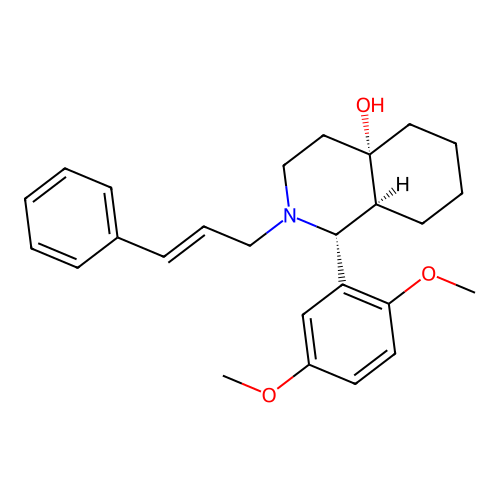 2-cinnamyl-1-(2,5-dimethoxyphenyl)-1,3,4,5,6,7,8,8a-octahydroisoquinolin-4a-ol structure