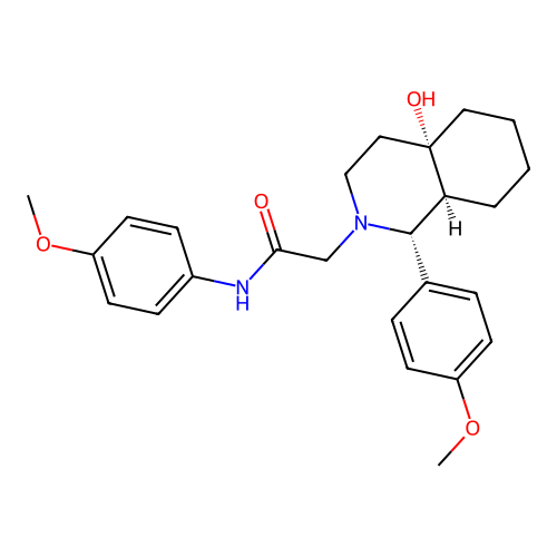 2-[(1R,4aS,8aS)-4a-hydroxy-1-(4-methoxyphenyl)-1,3,4,5,6,7,8,8a-octahydroisoquinolin-2-yl]-N-(4-methoxyphenyl)acetamide structure