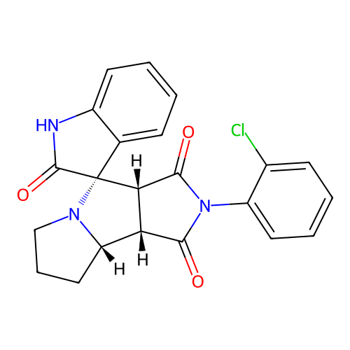 (3S,3'aR,8'aS,8'bS)-2'-(2-chlorophenyl)spiro[1H-indole-3,4'-3a,6,7,8,8a,8b-hexahydropyrrolo[3,4-a]pyrrolizine]-1',2,3'-trione structure