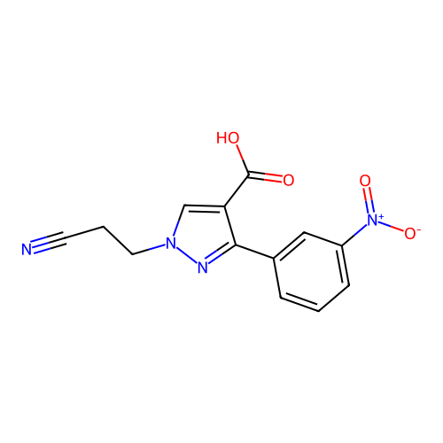 1-(2-cyanoethyl)-3-(3-nitrophenyl)-1H-pyrazole-4-carboxylic acid structure