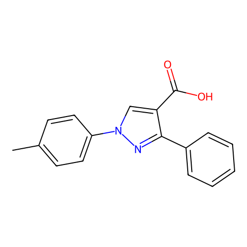 1-(4-methylphenyl)-3-phenyl-1H-pyrazole-4-carboxylic acid structure