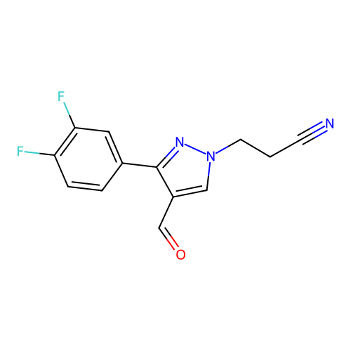 3-[3-(3,4-difluorophenyl)-4-formyl-1H-pyrazol-1-yl]propanenitrile structure